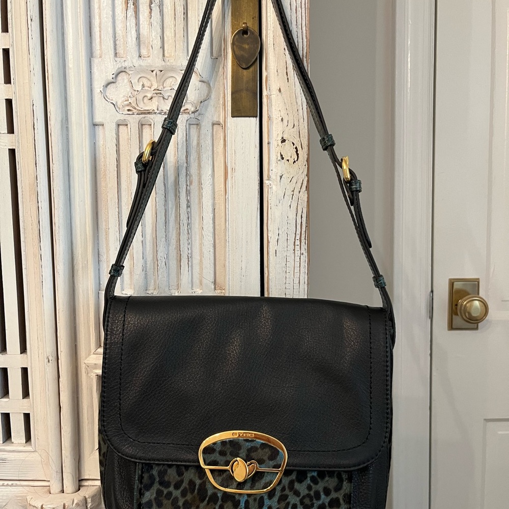 Vintage calf hair leopard and leather Etro bag